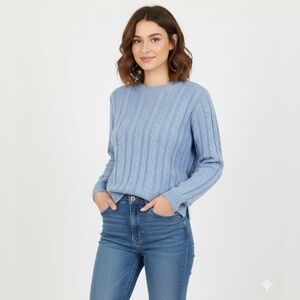 Ashley By 26 International Light Blue Cable Knit Sweater